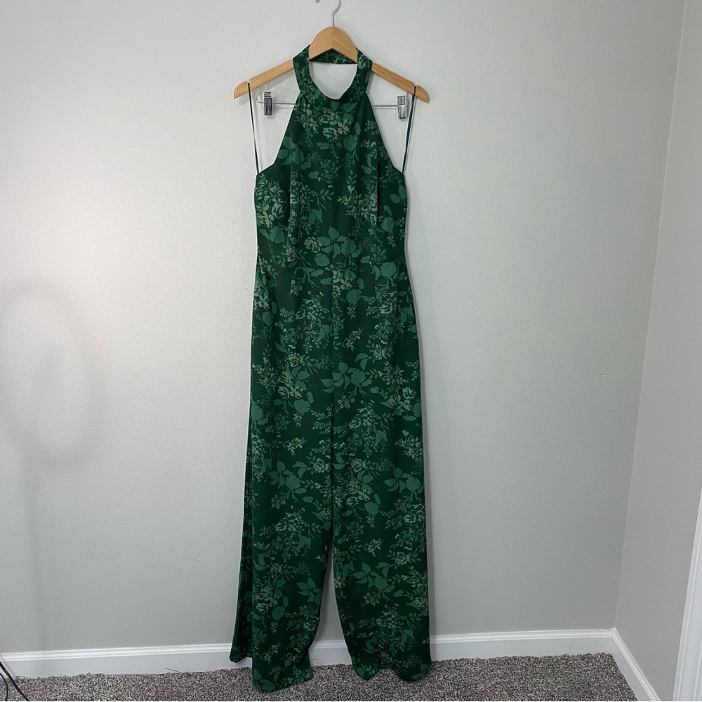 Baltic Born Freya Halter Jumpsuit Emerald Green Floral Print Women’s XL - Picture 2 of 9